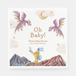 Serviette En Papier Oh Baby Médiéval Fairytale Dragon Baby shower garç