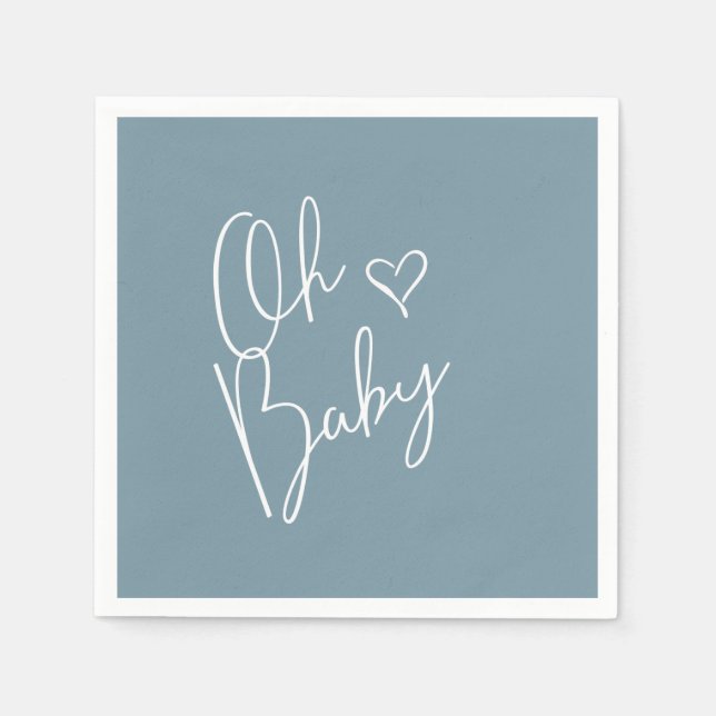 Serviette En Papier Oh Baby Modern Cute Blue Boy Baby shower (Devant)