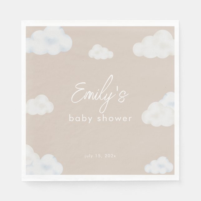 Serviette En Papier Oh Baby moderne Beige Cloud Baby shower Napkin (Devant)