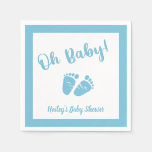 Serviette En Papier Oh Baby Pieds Baby shower bleu garçon