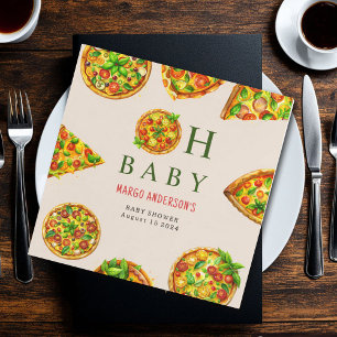 Serviette En Papier Oh Baby Pizza Tomates Olivia Baby shower vert