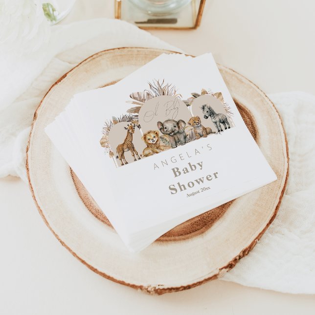 Serviette En Papier Oh Baby Safari Animaux Boho Baby shower (Créateur téléchargé)