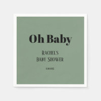 Oh Baby Sage Vert Script Bold Baby shower moderne