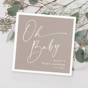 Serviette En Papier Oh Baby Script Moderne Baby shower Neutre