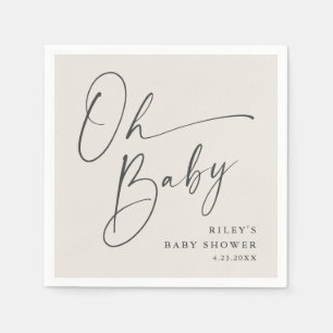 Serviette En Papier Oh Baby Script moderne Baby shower neutre genre