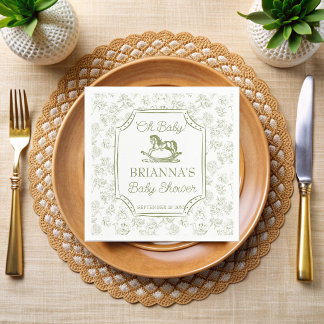 Serviette En Papier Oh bébé cheval à bascule vert sauge baby shower