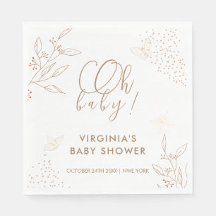 Serviette En Papier Oh Bébé Elegant Feuille papillon Baby shower