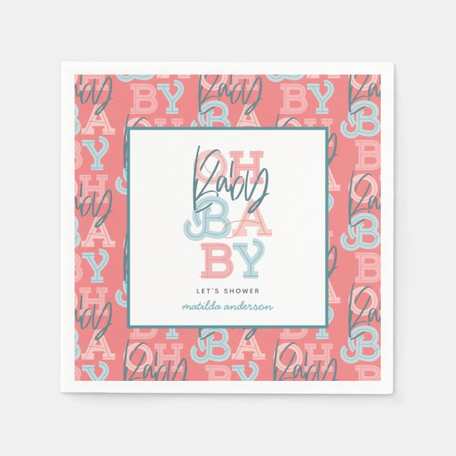 Serviette En Papier Oh bébé fête baby shower moderne bébé (Devant)