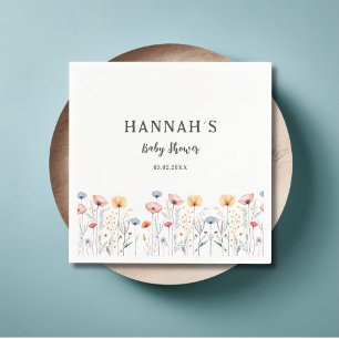 Serviette En Papier OH BÉBÉ ! Fleur sauvage frais   Baby shower blanc