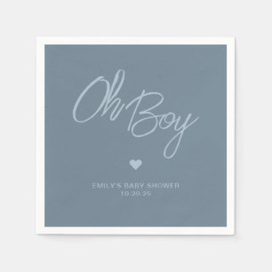 Serviette En Papier Oh Bébé Moderne Minimaliste Foncé Bleu Garçon Baby