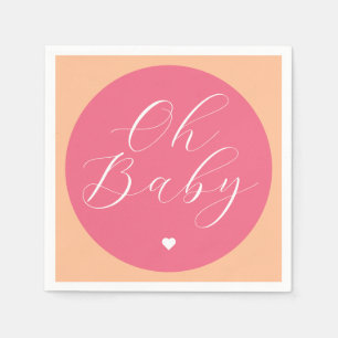 Serviette En Papier oh bébé rose rétro baby shower minimal