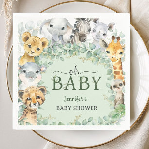 Serviette En Papier Oh Bébé Safari Jungle Animaux Baby Shower