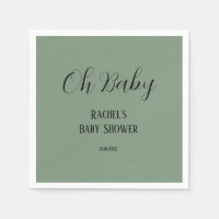 Oh Bébé Vert Sauge Écriture Moderne Mignonne Baby