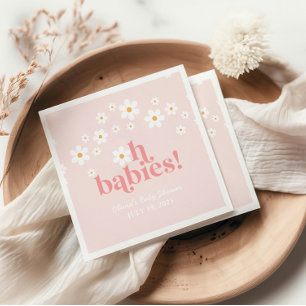 Serviette En Papier Oh Bébés Rétro Daisy Rose Baby Shower bohème