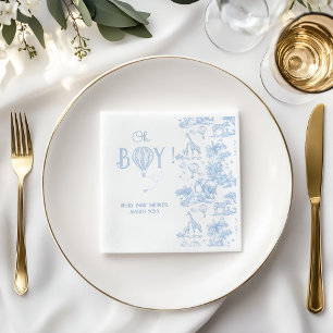 Serviette En Papier Oh Boy Blue Toile Safari Baby shower animal