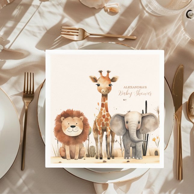 Serviette En Papier Oh Boy Cute Safari Baby shower de verdure animal (Créateur téléchargé)