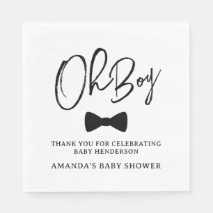 Serviette En Papier Oh Boy noeud papillon noir Baby Shower