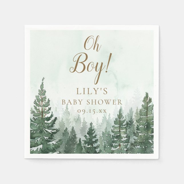 Serviette En Papier Oh Boy Rustic Pine Tree Baby shower forestier (Devant)