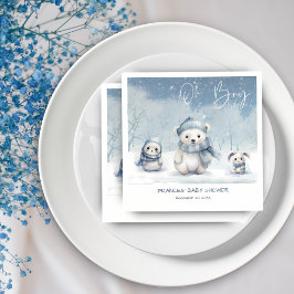 Serviette En Papier Oh Boy Winter | Baby shower de bois modifiable