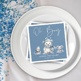 Serviette En Papier Oh Boy Winter | Baby shower de bois modifiable