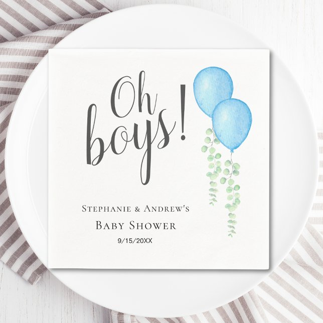 Serviette En Papier Oh Boys Blue Balloon Twin Boys Baby shower (Créateur téléchargé)