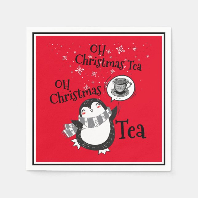Serviette En Papier Oh Christmas Tea Penguin Lover - Boisson de thé (Devant)