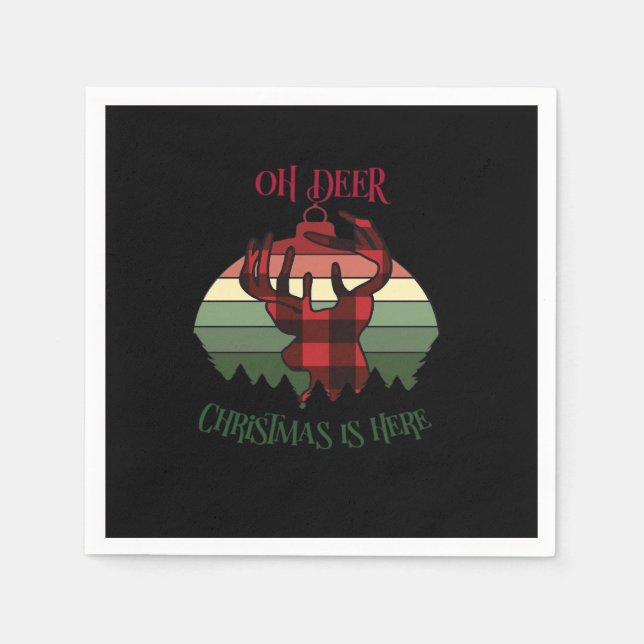 Serviette En Papier Oh Deer Christmas Is Here Joyful Aesthetic  (Devant)