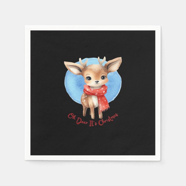 Serviette En Papier Oh Deer Its Christmas Retro Classic Design  (Devant)