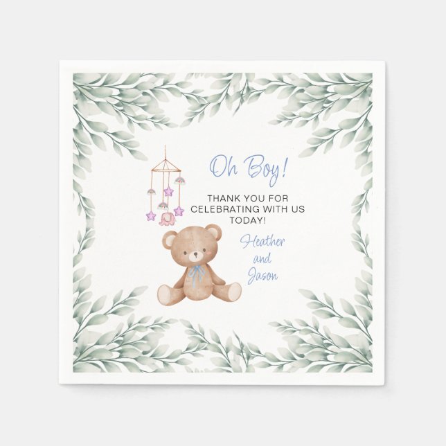 Serviette En Papier Oh garçon Baby shower papier serviettes (Devant)