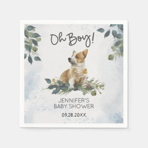 Serviette En Papier Oh Garçon ! Cadeau de Naissance Chiot Corgi