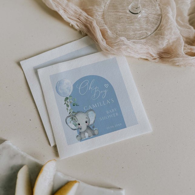 Serviette En Papier Oh garçon éléphant garçon Baby shower de ballon (Créateur téléchargé)