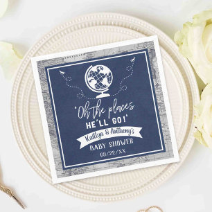 Serviette En Papier "Oh Les Endroits Où Il Ira !" Baby shower Carte de
