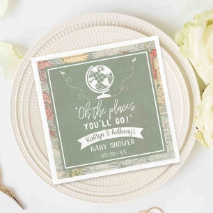 Serviette En Papier "Oh les endroits où tu iras !" Baby shower Carte d