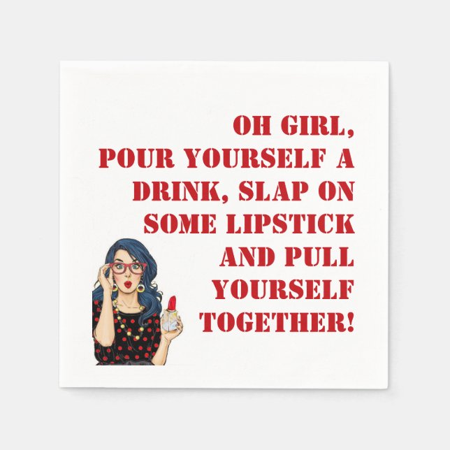 Serviette En Papier "Oh ma fille !" Drôle Cocktail serviettes (Devant)