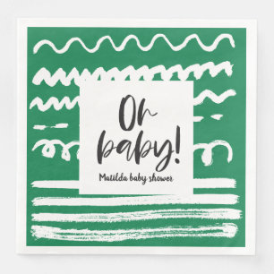 Serviette En Papier Oh mon bébé ! baby shower graphique moderne