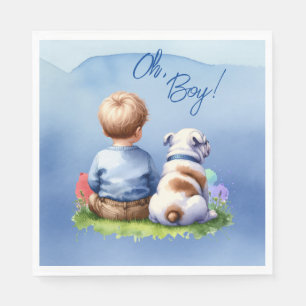 Serviette En Papier Oh, mon garçon ! Baby shower Baby and Bulldog