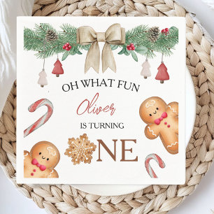 Serviette En Papier Oh Quel Amusement Gâteaux de Noël 1er Anniversaire