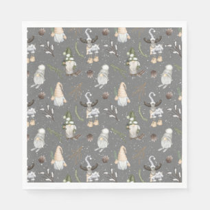 Serviette En Papier Oie de Noël et Gnomes