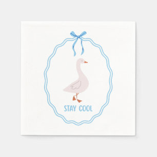 Serviette En Papier Oie Mignonne 'Stay Cool' avec Cadre à Ruban