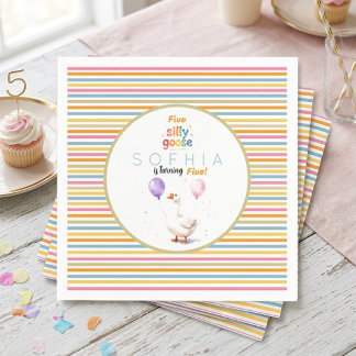 Serviette En Papier Oie Ridicule Papier rayé pastel pour 5ème annivers