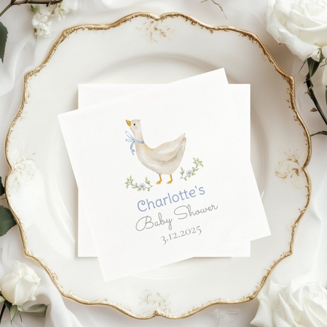 Serviette En Papier Oie sotte sur le lâche Baby Boy Shower (Créateur téléchargé)