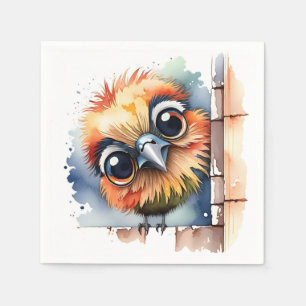 Serviette En Papier Oiseau d'aquarelle sur un mur