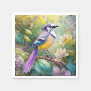 Serviette En Papier Oiseau de fantaisie Geai Violet Touffeté