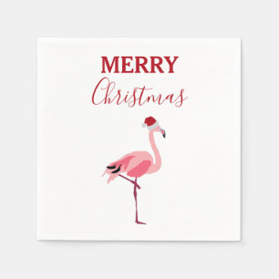 Serviette En Papier Oiseau de Noël rose Flamant rose avec chapeau de P