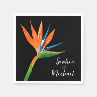 Serviette En Papier Oiseau du Paradis Noir