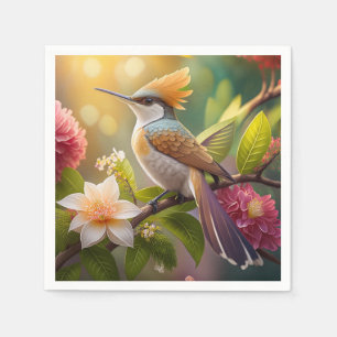 Serviette En Papier Oiseau Fantastique à Crête Dorée