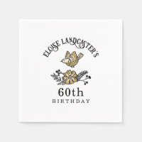 Oiseau mignon et fleurs Anniversaire personnalisé