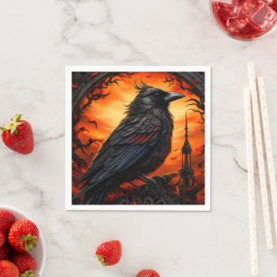 Serviette En Papier Oiseau noir