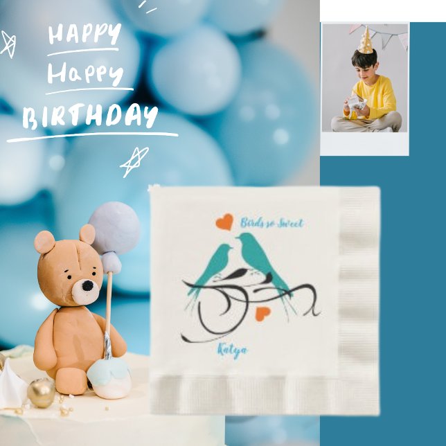 Serviette En Papier Oiseau si doux, Aquarelle Orange Coeurs Papier (Créateur téléchargé)