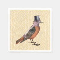 Oiseau vintage avec chapeau supérieur
